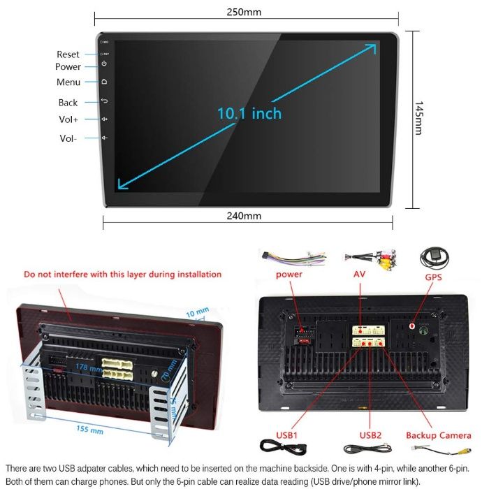 Мултимедия Навигация двоен дин 10 инча  Android 2 din GPS WIFI M.7110G