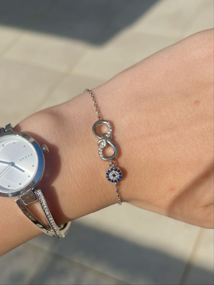 Сребърна гривна Infinity & Evil Eye