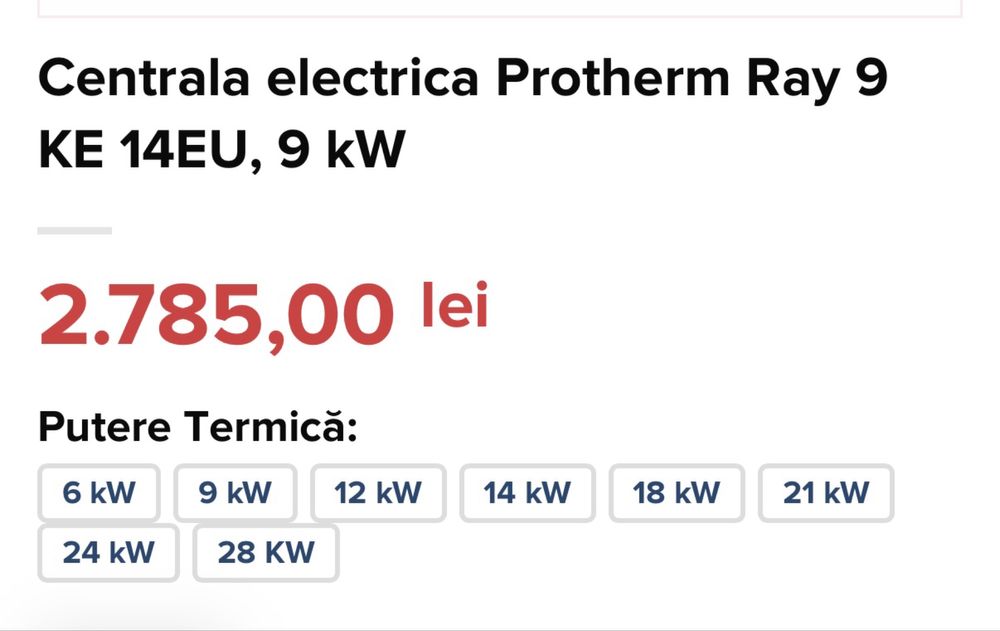 Centrala electrica 9kw Protherm impecabila