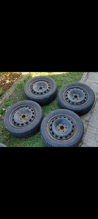 4бр  5х112 железни джанти 6jx16h2 ет 35 със зимни гуми 205/55/16