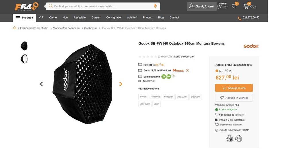 Godox SB-FW140 Octobox 140cm Montura Bowens