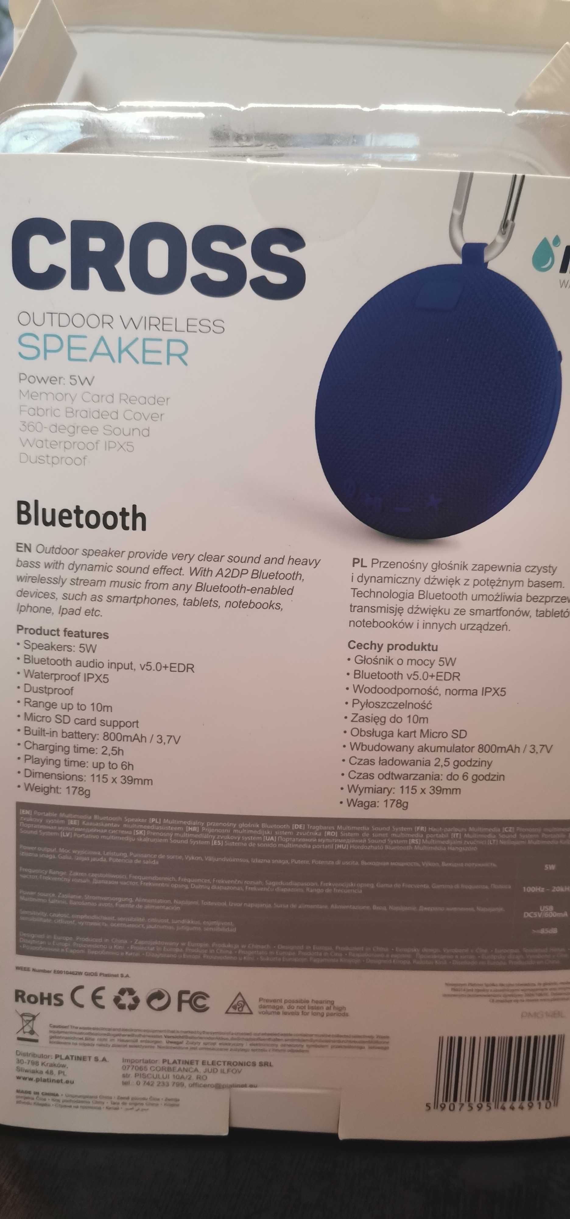 Boxa portabila Platinet Speaker PMG14 Cross Bluetooth 5W