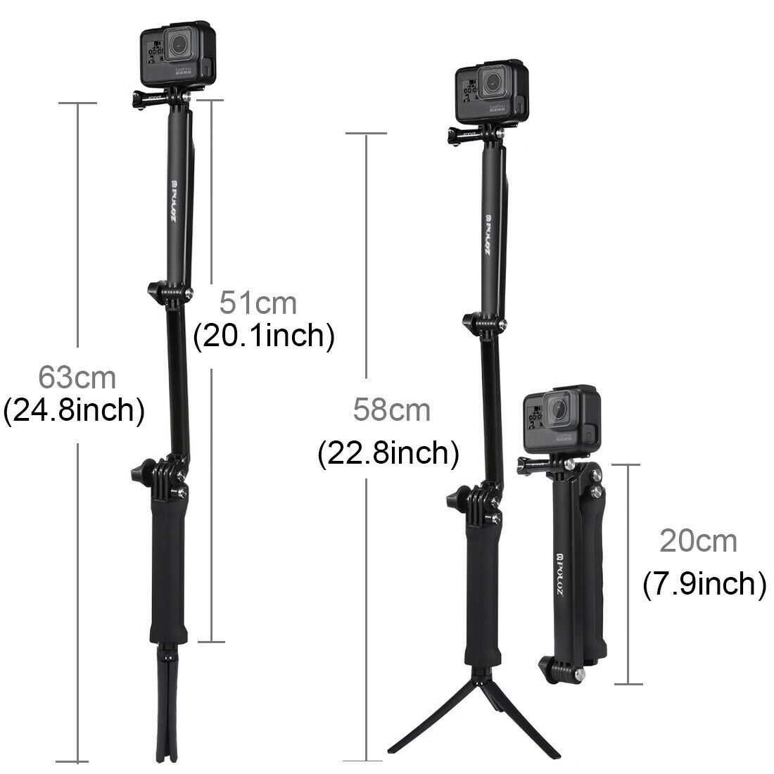 3 Way Mount мултифункционален чупещ монопод DiveMose, Черен