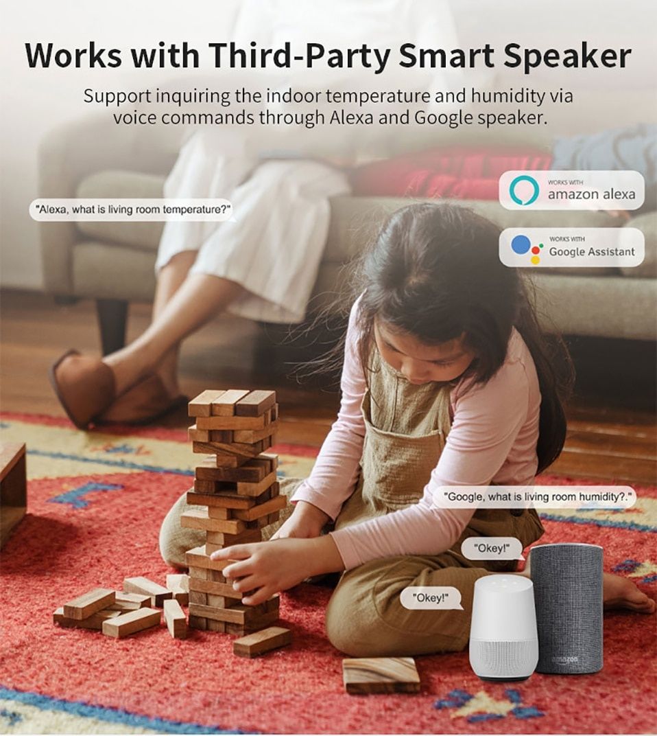 Tuya Smart WiFi или Zigbee Стенен сензор за температура и влажност