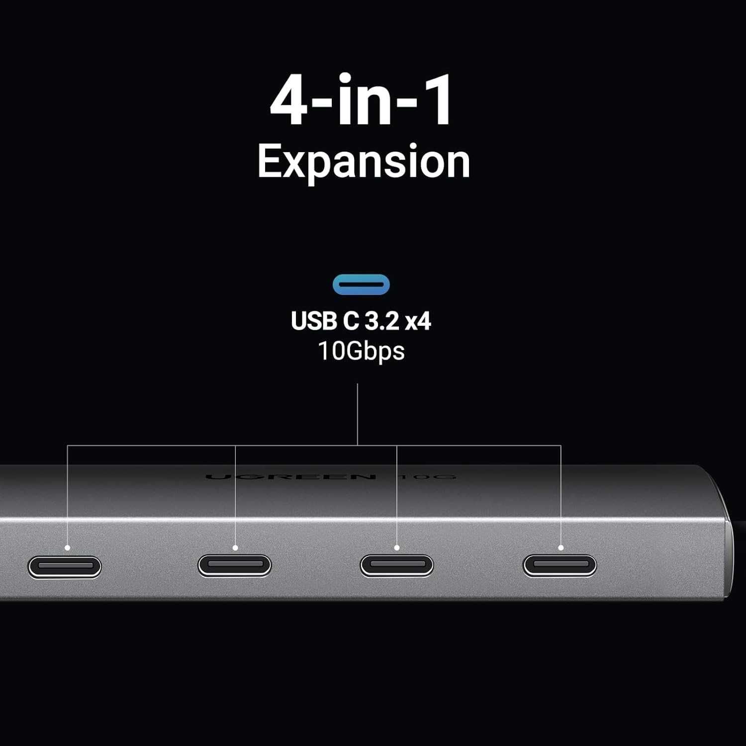 UGREEN хъб 10Gbps USB C към 4 порта USB C 3.2 Gen 2, MacBook, iPad Pro