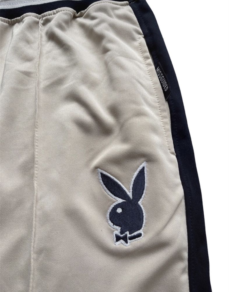 Pantaloni largi cu talie inalta Playboy x Missguided