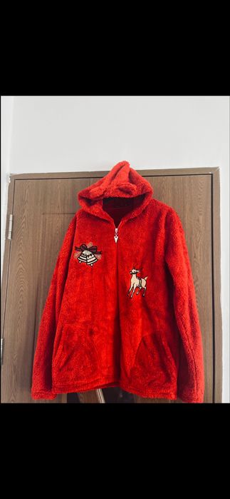 Hanorac cocolino roșu Crăciun, XL – nou