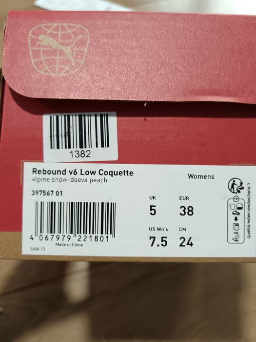 puma rebound v6 low coquette, EU 38