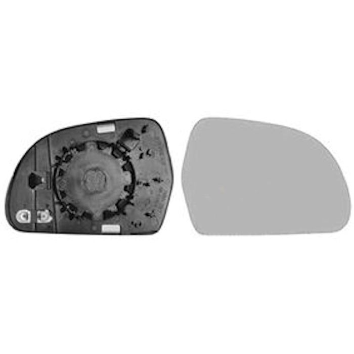 Geam oglinda exterioara Audi A3 08-10, A4/S4 Combi 08-10/Sedan 07-09, A5/S5 08-10, A6 08-11, A8 07-10, Q3 11-15/15-18; Skoda Octavia 2 08-13, Superb 08-13; stanga, crom, incalzire, asferica, 4F0857535AF