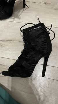 Туфли для high heels, 37размер , 11 см, черные, на шнуровке