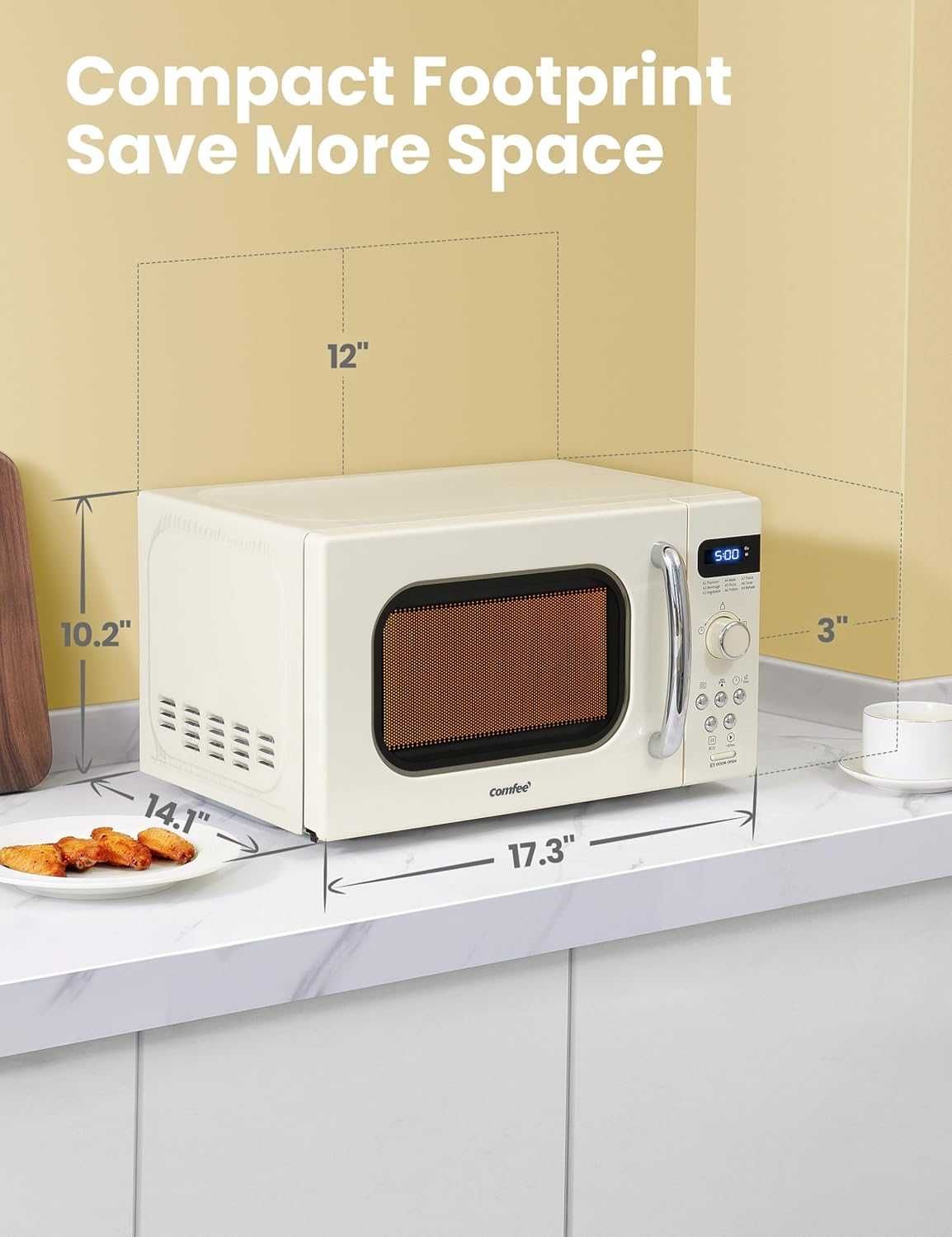 Микровълнова фурна Retro Comfee CMSRO 20L, 8 автоматични менюта, 800W