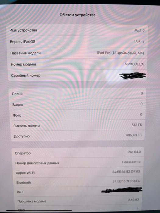 Ipad Pro 2024 M4 512Gb 5G e-sim 13-Inch