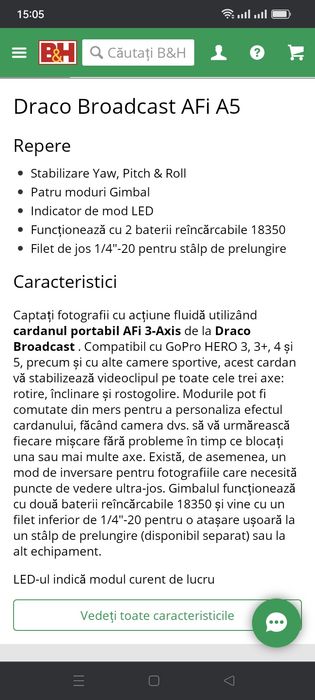 Draco Broadcast AFi A5 stabilizator aparat foto
Repere