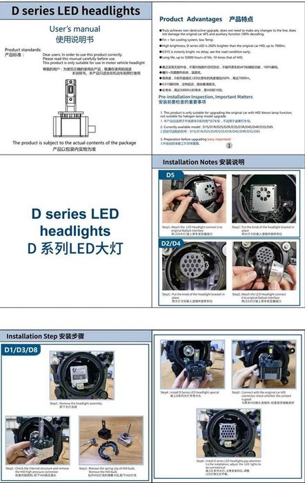 Dualvision D1S LED Двустранен CSP чип  ​​​90W Plug&Play 30000LM CANBUS