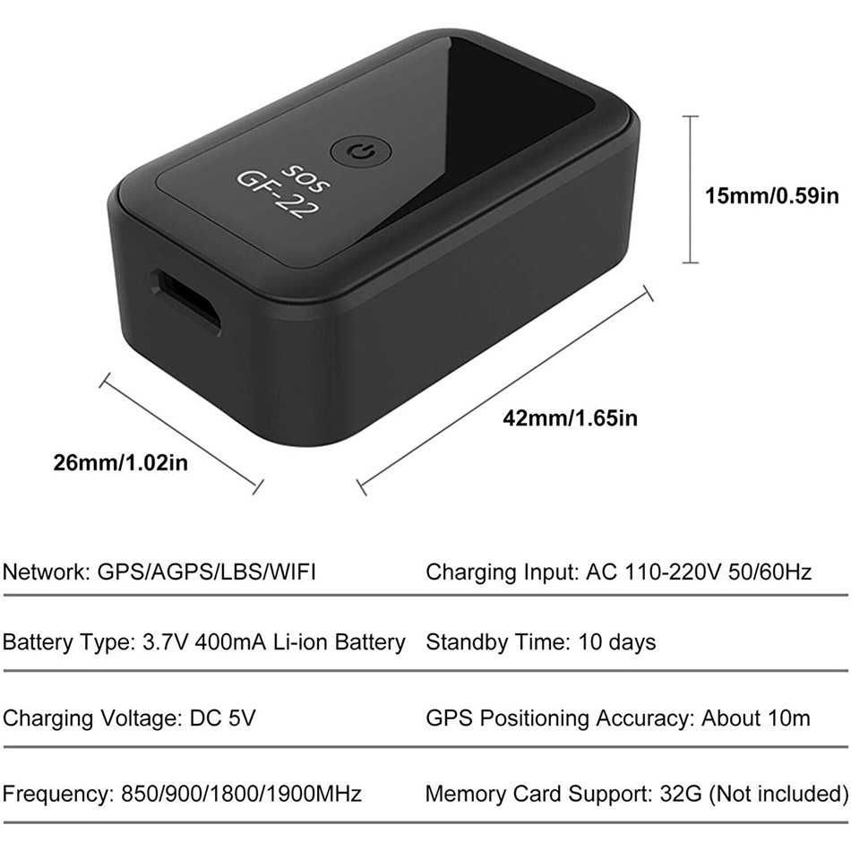 Авто мини GPS тракер GF-22, GPS, GSM, LBS и WIFI