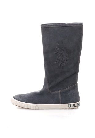 U.S. Polo Assn. Сиви велурени ботуши с лого