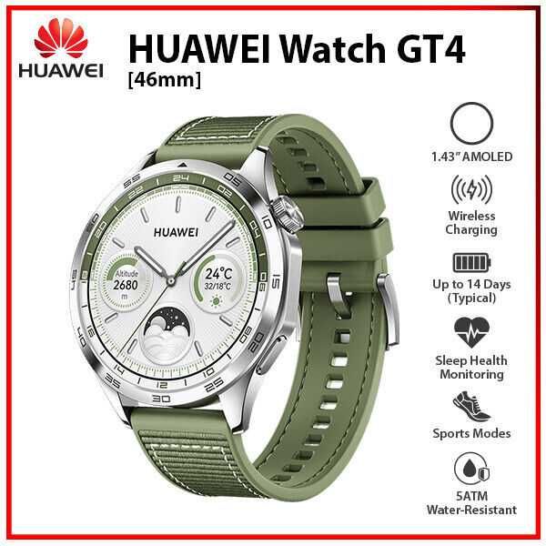 Huawei Watch GT 4, 46mm, Green. Nou. Cutie plus garantie 2 ani.