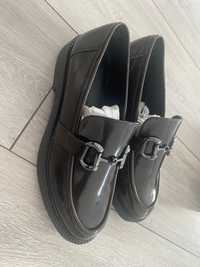 Pantofi Marco Tozzi, loafers dama, casual, noi, impecabili , marime 39