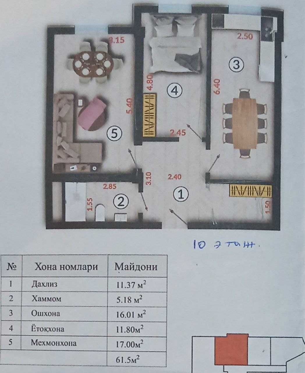 Ko'kcha oq tepada 2 xona uy sotiladi. Qora suvoq, xonalarga bo'lingan.