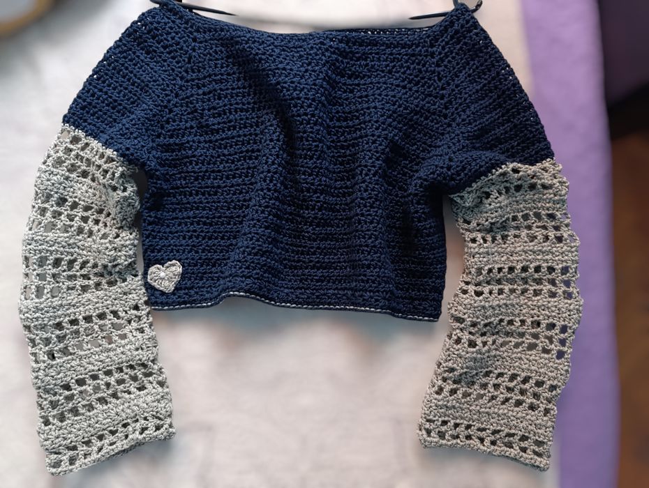 Bluza croșetată 100%handmade din materiale reciclate