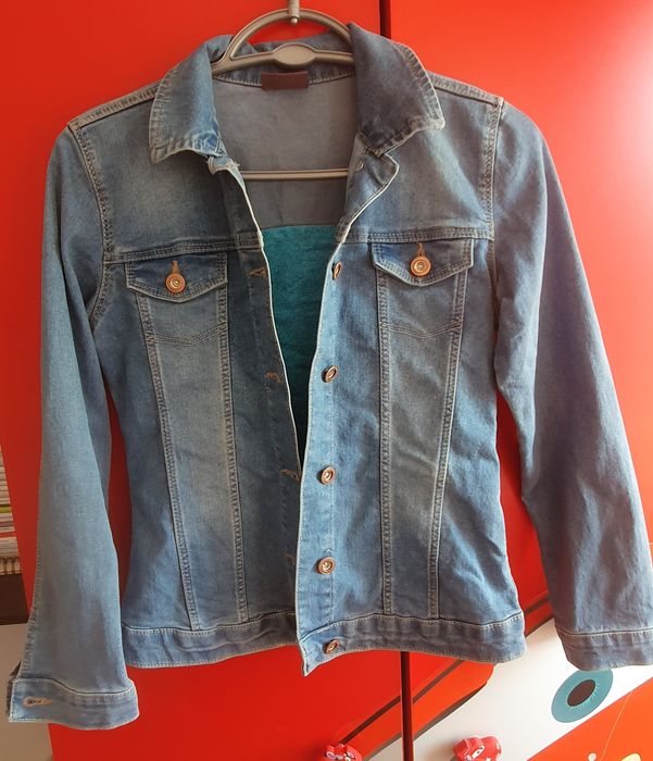 Geaca denim pentru fete personalizata cu margele
