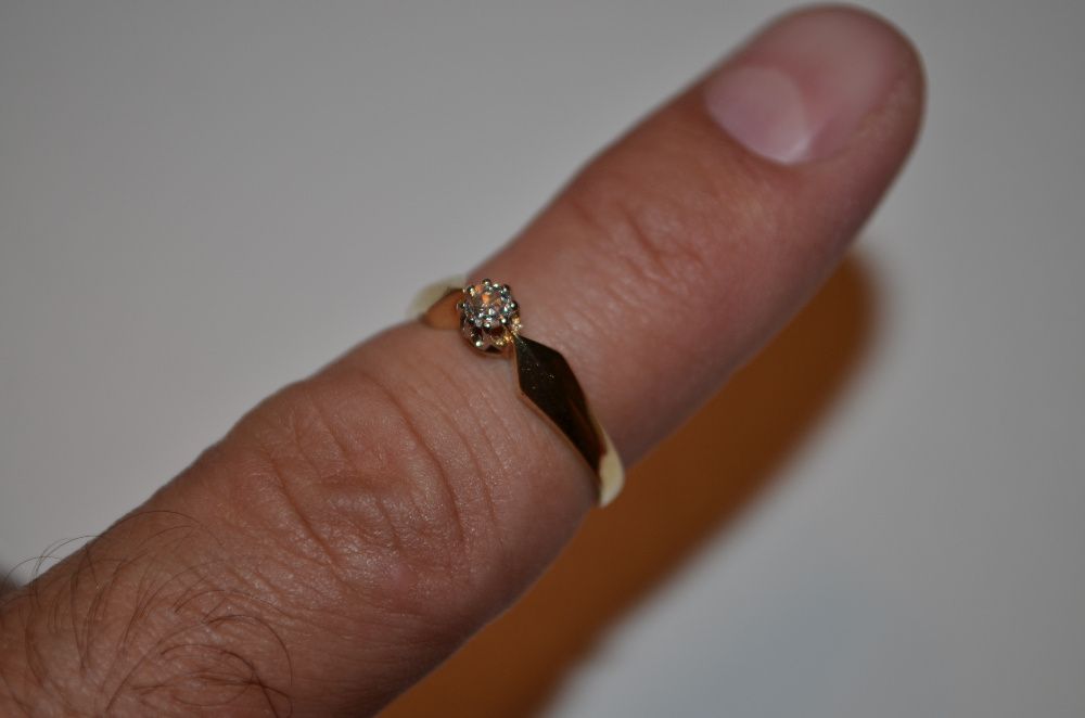 INEL AUR 14K + 1 Diamant = 0.15ct - Solitaire - 3g - Logodna - Vintage