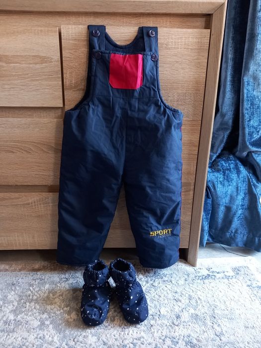 Salopeta iarnă băiat 86 + botosei hidrofug 19/21 H&M