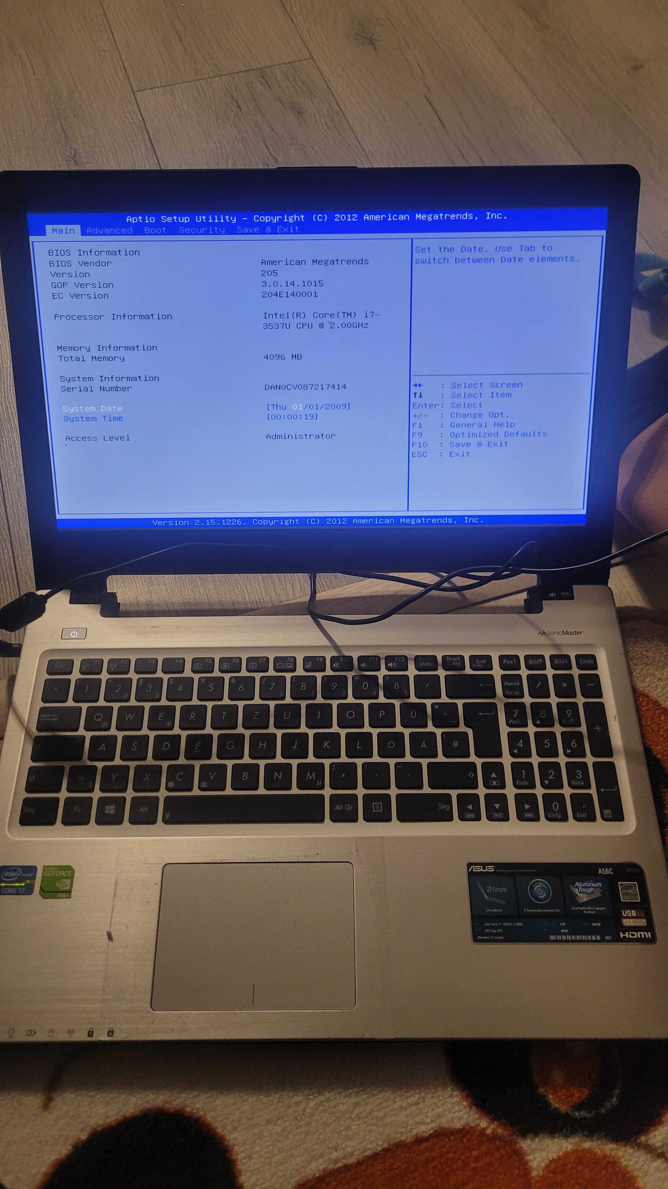 Dezmembrez laptop Asus A56C i7 3537U 2.0 GHz