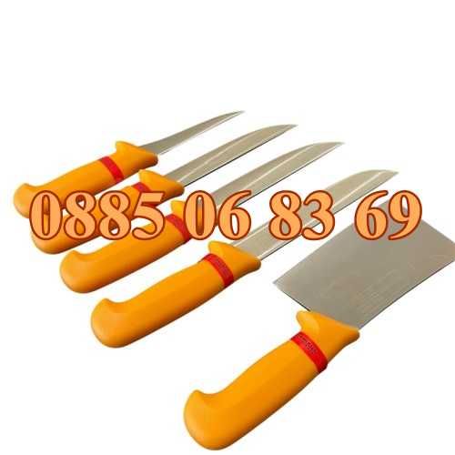 Комплект от професионални месарски ножове и сатър 5 части + брус