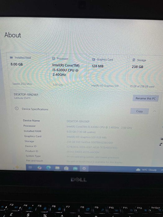 Dell Latitude E5470 -  i5-6300u, 8GB RAM, 256GB SSD, WIN 10 PRO