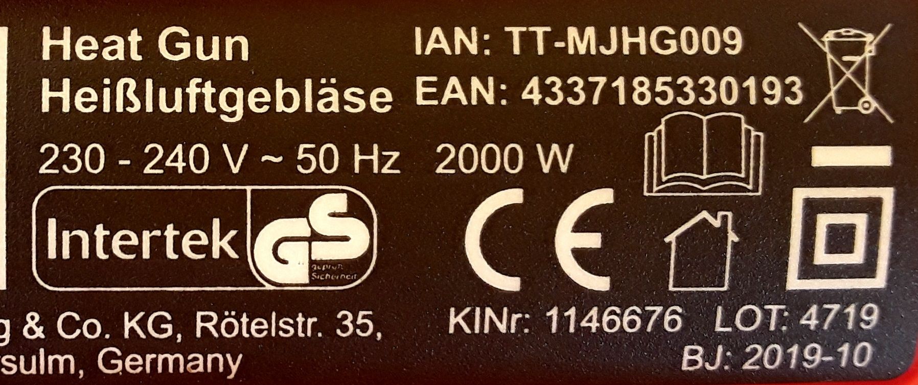 Pistol cu aer cald 2000 W GERMANIA NOU - 90 Lei