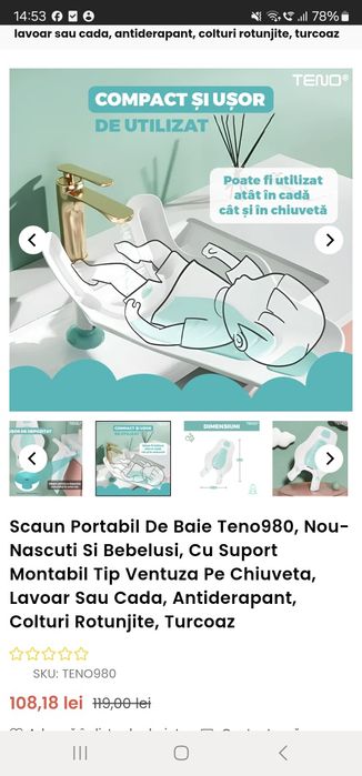 Scaun portabil baie