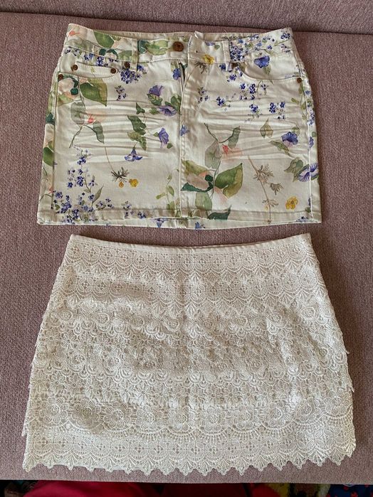 Lot fusta mini sau midi marime S sau M carouri pliuri femei dantela