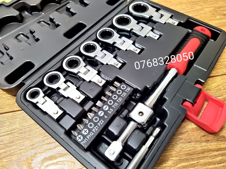 Set chei tubulare cu clichet 6-19mm, 20 piese, CrV