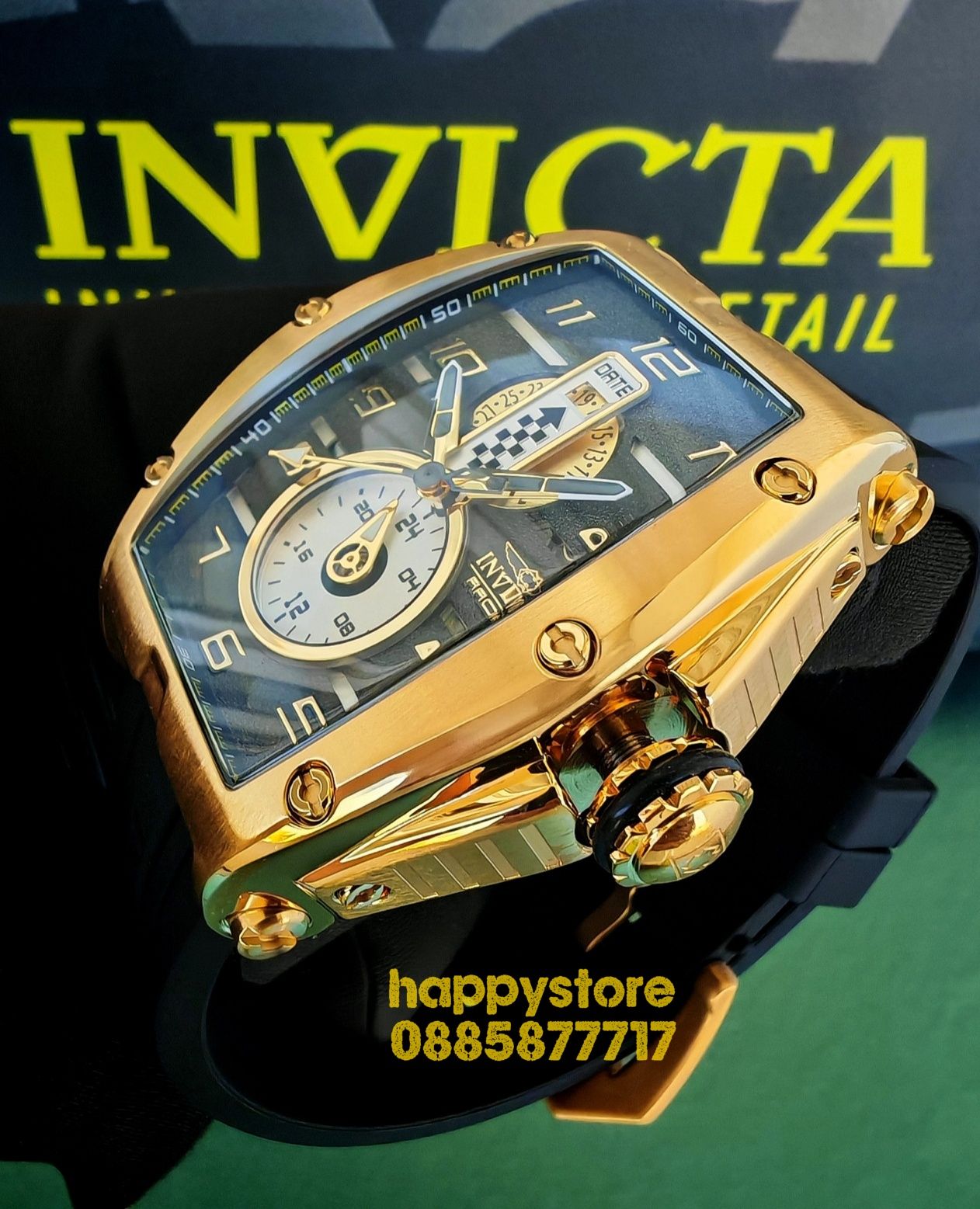 INVICTA Racing Monza Gold Steel 57 mm, Инвикта нов ръчен часовник