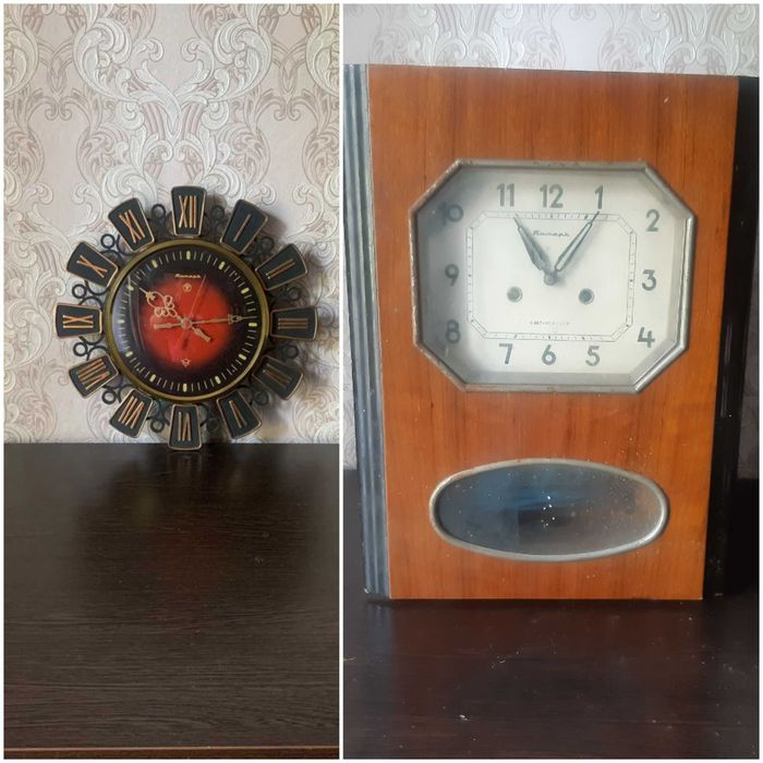 Винтажные советские часы Янтарь настенные