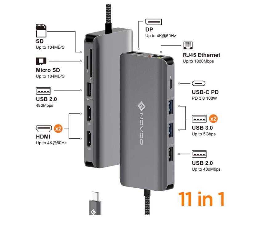 NOVOO DP 11 in 1 RM11 Pro Докинг станция  11 в 1