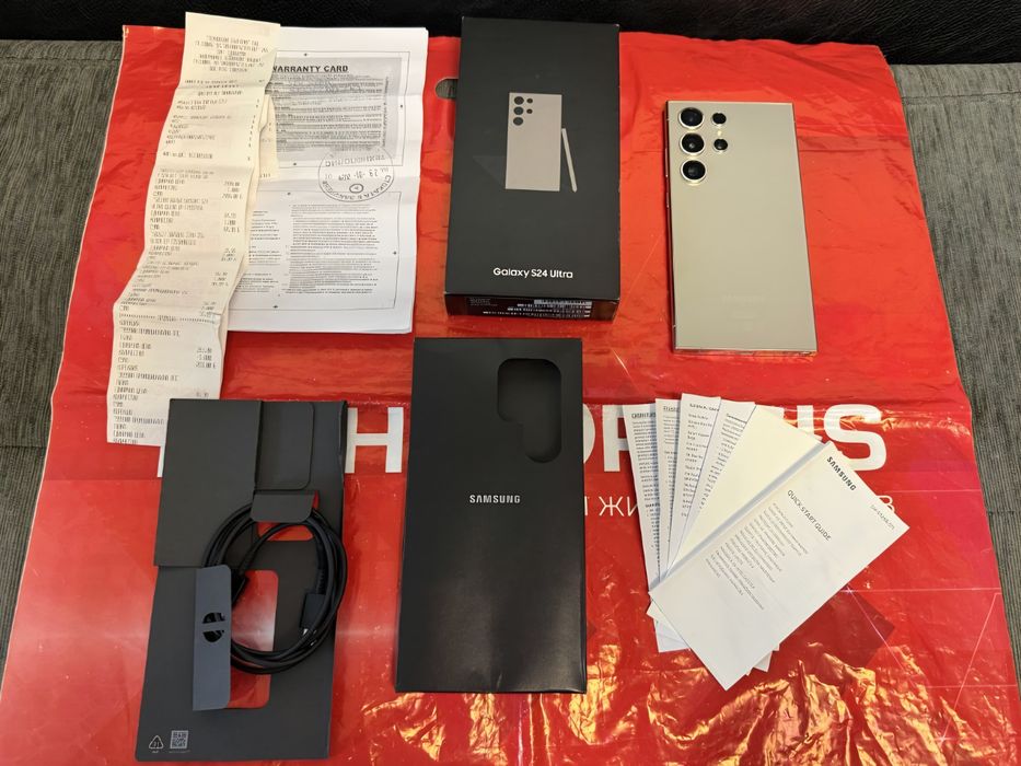 КАТО НОВ 512GB Samsung S24 Ultra Технополис Гаранция 2026 Gray / Си