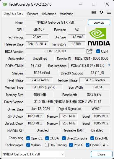NVIDIA GeForce GTX750 4GB GDDR5 PCI-E Placa Video