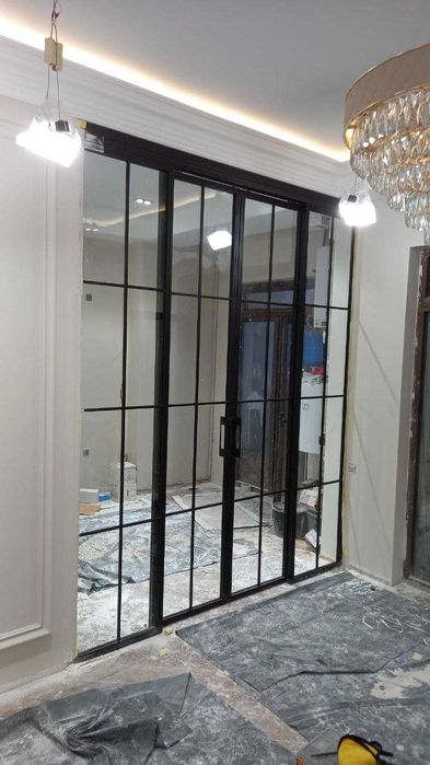 Стеклянные лофт перегородки и двери