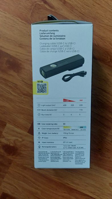 LEDLENSER Lanterna W5R Work Black 600LM+USB