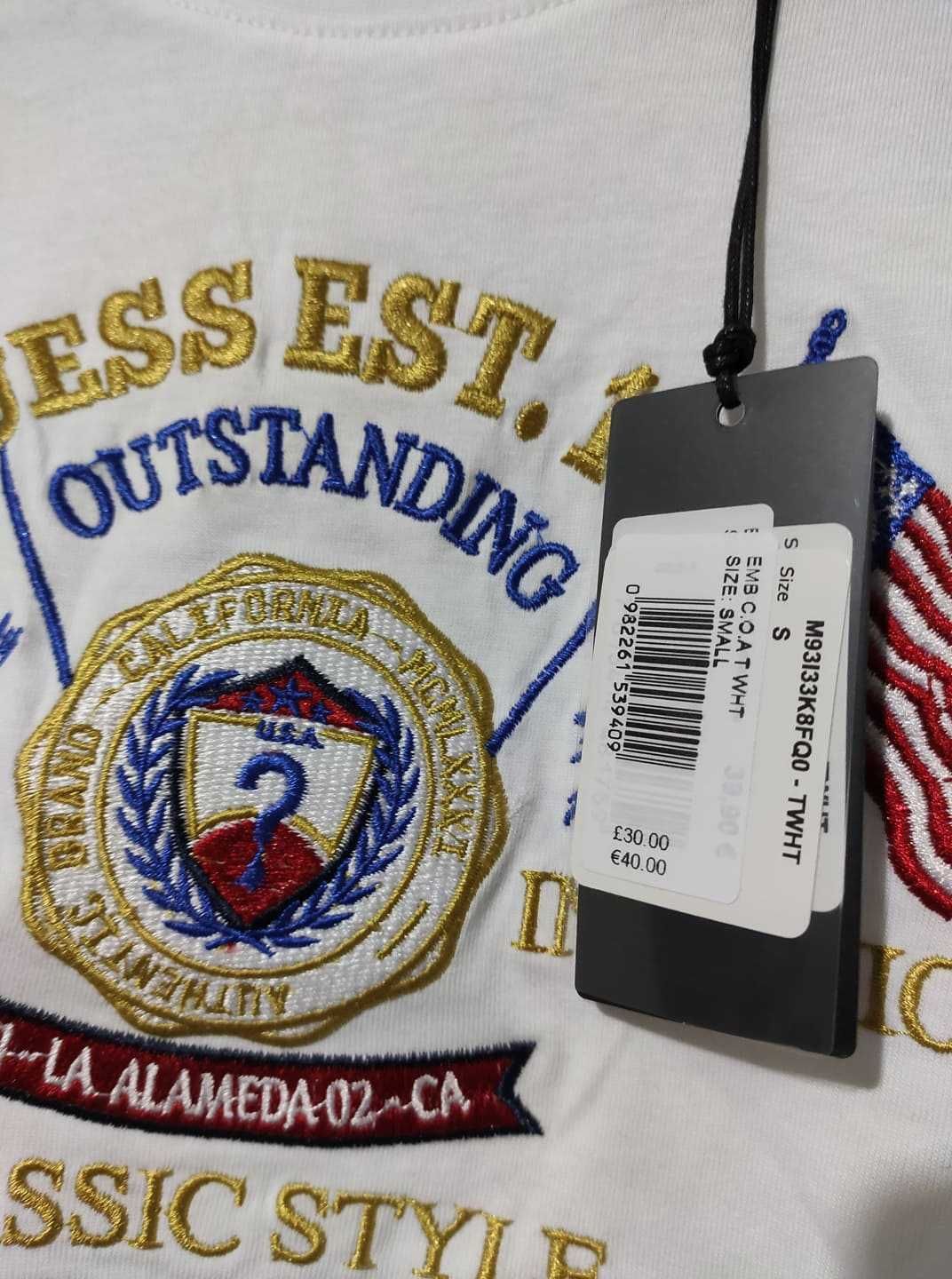 Tricou Guess Premium, brodat, mărime S, Regular Fit
