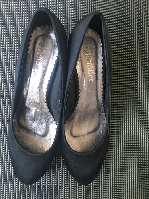 Pantofi dama, negru, sidefat, noi, marime 38, talpa ortopedica 4 cm