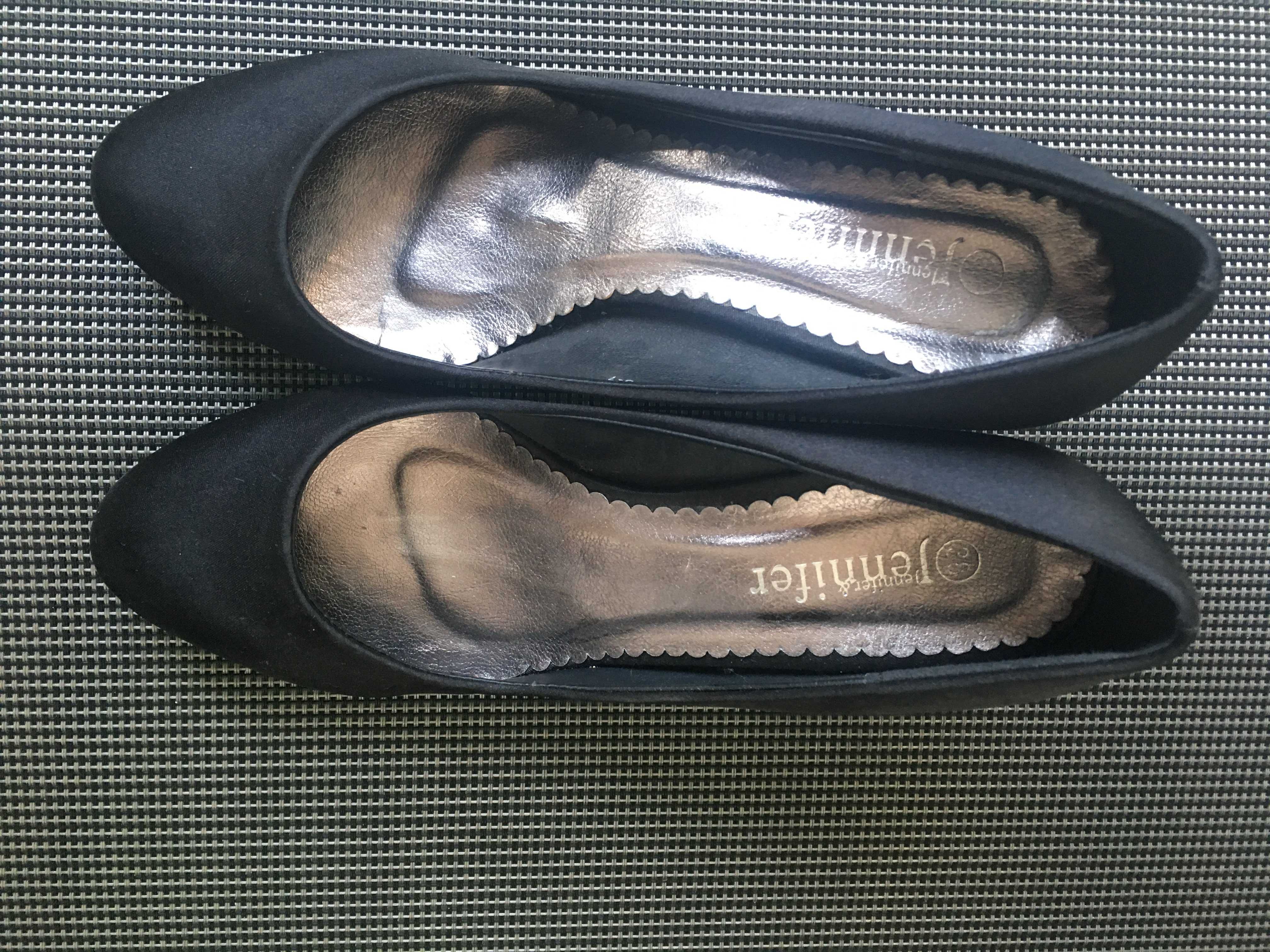 Pantofi dama, negru, sidefat, noi, marime 38, talpa ortopedica 4 cm