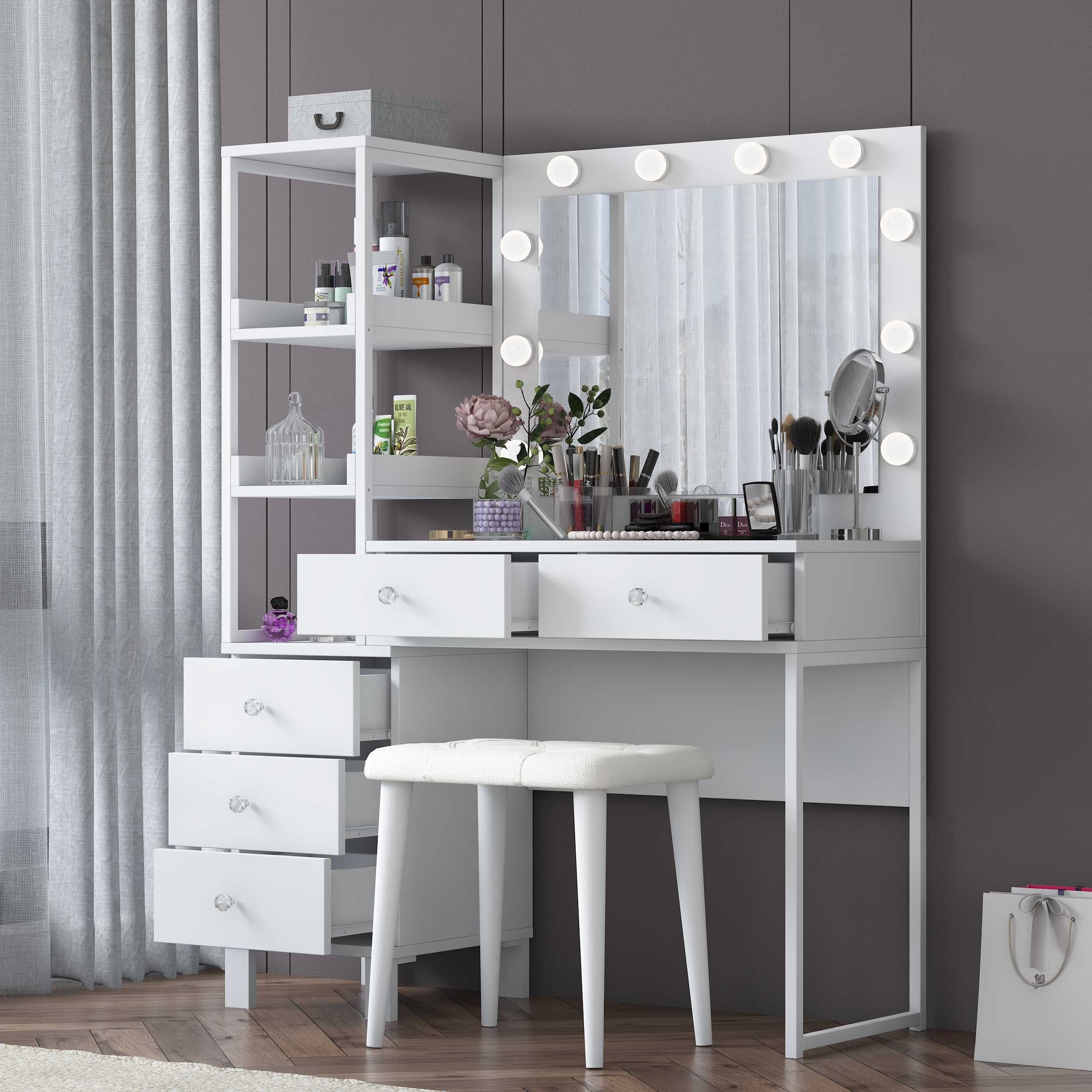 Тоалетка с Огледало и LED Осветление Puzzle-home 3852