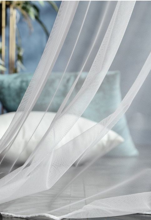 Новая тюль Белая Полупрозрачная однотонная,высота 3м, ширина 4м