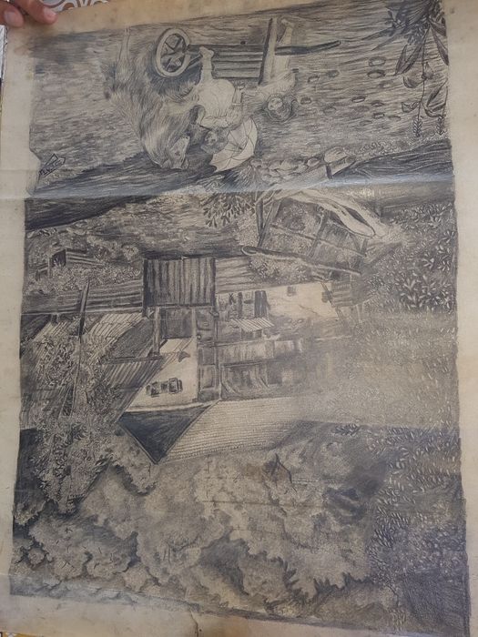 Tablouri vechi creion si acuarele