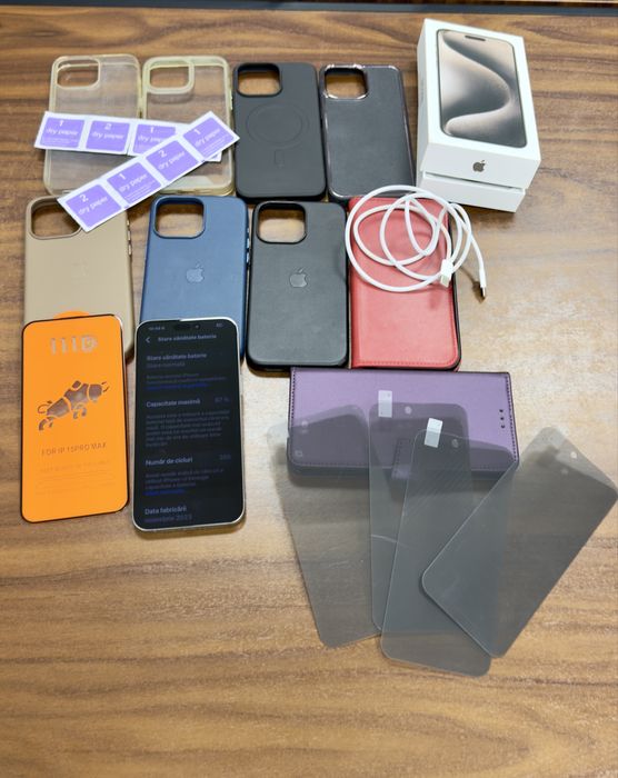 Iphone 15 Promax 256gb titanium emag 87% bat impecabil