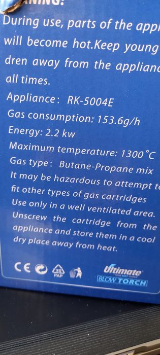 Lampa de lipit cu gaz rk5004e. Aprindere piezo. Fara rezerva. Nou!