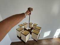 Set 3 bucati - lampadare din lemn cu abajur